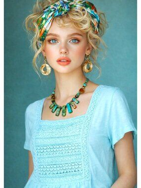 Hannah Top Pastel Aqua Blue, Crochet Lace Front Relaxed Short Sleeve GUC Size XL